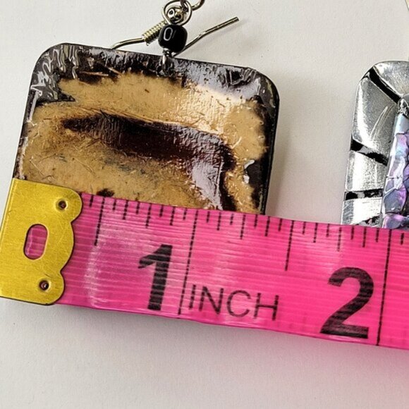 Abalone Style Square Earrings - Picture 7 of 10